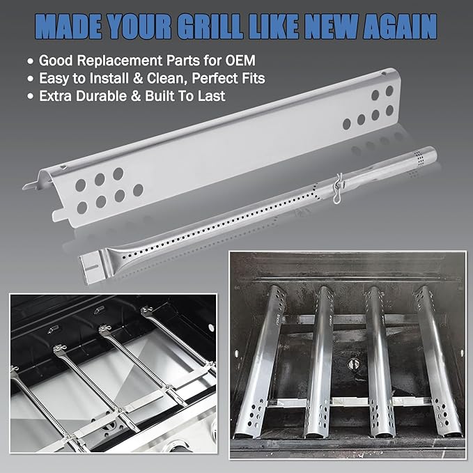 Criditpid Grill Replacement Parts for Charbroil Advantage 6 Burner 463240115, Grill Grates, Heat Plates, Burners, Carryover Tubes and Igniters for Char-Broil Advantage Grill Parts