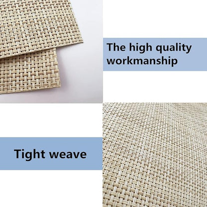 WAZAIGUR Placemats,Easy to Clean Crisscross Woven Vinyl Place Mats Durable Non-Slip Heat Resistant Table Mats,Placemats for Kitchen Table (Beige, 6)