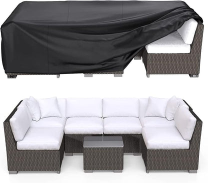 Waterproof Outdoor Patio Furniture Covers 98"L×78"W×30"H Black | Rain, Dust & UV Protection; Heavy-duty Oxford Resists Tears & Fading; Keeps Dining Tables & Chair Sets Dry on Patio & Deck