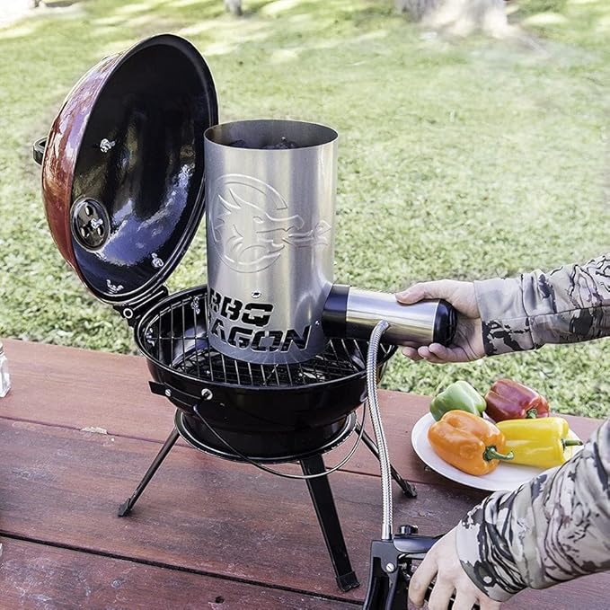BBQ Dragon Charcoal Starter Fan — Lights Charcoal in 10 Minutes | Cordless Variable Speed Fire Blower for Grills, Smokers, Fire Pits, Fireplaces & Campfires