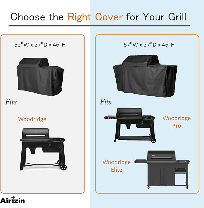Full-Length Grill Cover for Traeger Woodridge Pellet Grill TFB86MLH,for BAC761 Woodridge Grill Cover Accessory,52" L x 27" W x 46" H