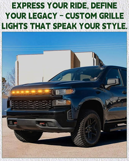 LED Grill Lights for 2019 2020 2021 Chevy Silverado Accessoreis | Clip On Front Grille Insert Light Bar Head Lamp Fits Silverado Trail Boss,WT,Custom Only