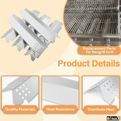 BQMAX Grill Parts for Nexgrill 5 Burner Gas Grill 720-0888 720-0888A 720-0888N, Cooking Grate, Heat Plates Shield and Burner for Nexgrill 5 Burner Replacement Parts for 720-0888 Nexgrills Part