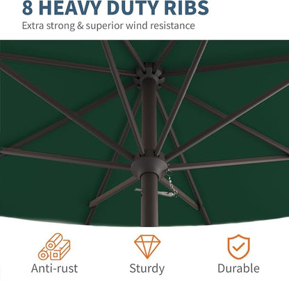 10FT Patio Umbrella, Outdoor Umbrella with Push Button Tilt and Crank, 8 Sturdy Ribs, UV Protection & Waterproof Market Umbrella for Pool, Backyard, Beach,Deck
