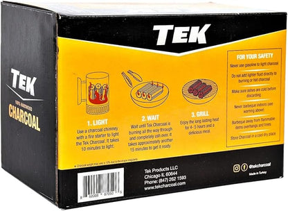TEK All Natural Hardwood Charcoal for Grills & BBQ | Lights Easily, Burns Hotter, Longer & Cleaner | Log Style 5 lbs