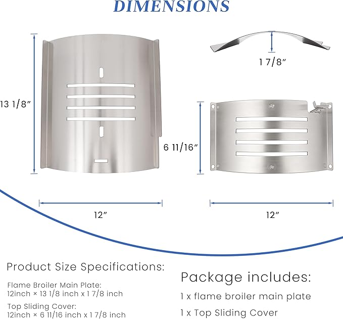 Flame Broiler Kit for Pit Boss PB150PPS Portable Pellet Grill, Heat Diffuser Replacement Parts for Pit Boss 10697 Table Top Wood Pellet Grill, Includes Main Plate and Slide Cover, Replaces Part 31971