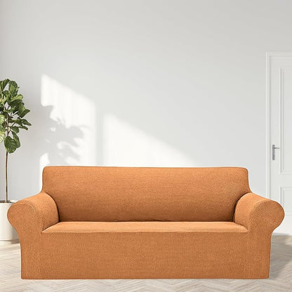 Cupuamon 2026 New Stretch Oversized Sofa Slipcovers Couch Sofa Cover for 4 Seater Furniture Protector Covers with Elastic Bottom Jacquard Fabric Small Checks for Pets, Kids - Golden
