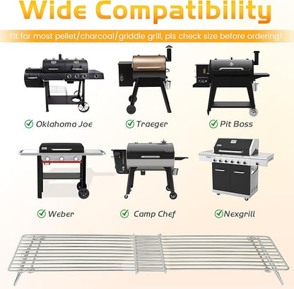 Grill Rack for Blackstone Griddle Warming Grid Taco Hot Dog Racks Upper Shelf for Weber Pit Boss Nexgrill Tabletop Flat Top BBQ Cooking Grilling Parts Stainless Steel Adjustable Warm Grates