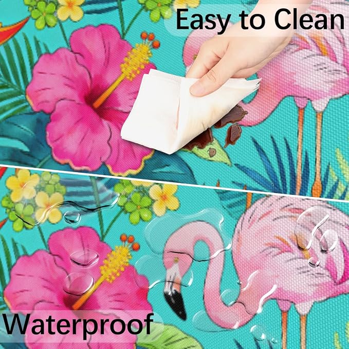 Tropical Flamingo Outdoor Round Fitted Tablecloth with Umbrella Hole and Zipper, 36"-44" Elastic Patio Table Cloth Oil-Proof Waterproof Patio Table Cover for Picnic Party Camping