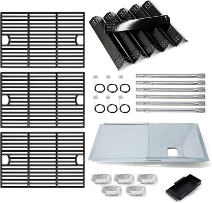 Replacement Parts for Nexgrill 720-0896B 720-0896 720-0896E 720-0896X, Drip Pan Grease Tray & Grill Grate & Flame Tamer & Burner and Igniter for Nexgrill 6 Burner 720-0896B Gas Grill