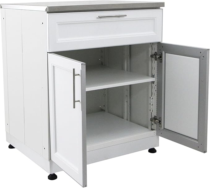 Blue Sky Outdoor Living White Shaker 2-Piece Outdoor Kitchen Combo Set – Weather-Resistant Modular Cabinets