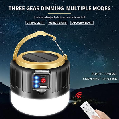 LED Tent Light Outdoor Solar Camping Light Portable Emergencies Lights for Barbecue Hiking Night Markets Portable Rechargeable for Camping