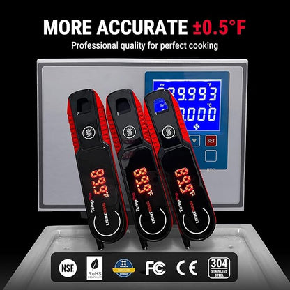 TempPro TempSwift 1 Sec Instant Read Meat Thermometer Digital | Kitchen Food Thermometer with 180° Rotating Display, IP67 Waterproof Cooking Thermometers for Deep Fry Smoker Grill BBQ, Red
