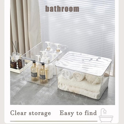 Clear plastic storage bins with LIDS,storage containers for snacks, cosmetics, books, dog food, Storage Organizer for Nursery，Kitchen, Living room,Bedroom, Bathroom, Office (clear, 4XL)