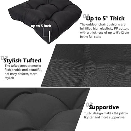 MTMR Outdoor Chair Cushions Set of 2, Patio Furniture Seat Pads, Waterproof | 2Pcs , waterproof cover, PP cotton, u-shaped, no-fading, thick patio seat pads for outdoor wicker furniture in yard, 19x19x4