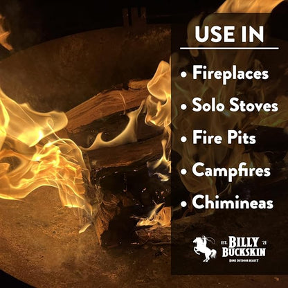 Billy Buckskin 18 LB Mesquite Firewood Bundle – Aromatic & Seasoned Wood Logs with Fatwood Starter Sticks for Fire Pit, Campfire, Fireplace, Wood Stoves and Outdoor Grilling