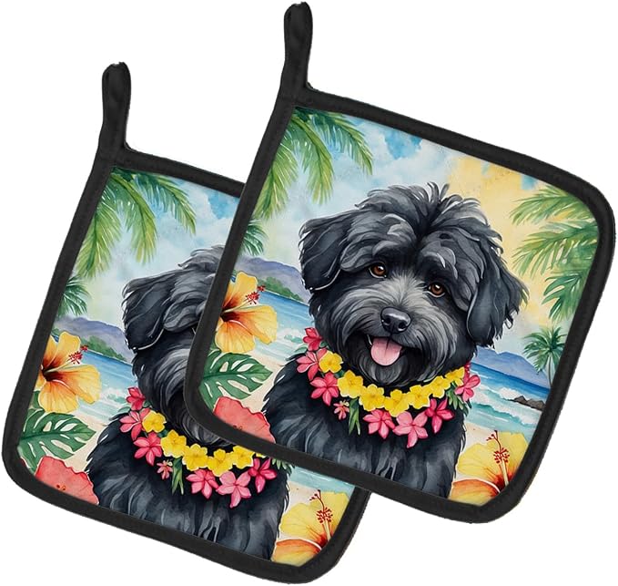 Caroline's Treasures Puli Luau Pair of Pot Holders Kitchen Heat Resistant Pot Holders Sets Oven Hot Pads for Cooking Baking BBQ, 7 1/2 x 7 1/2