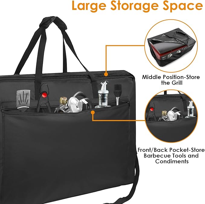 Portable Grill Carry Bag Compatible with Royal Gourmet PD1301R PD1301S Tabletop Grill, 24-Inch 3-Burner Table Top Griddle Carry Bag, Outdoor Water-resistant Grilling Accessories