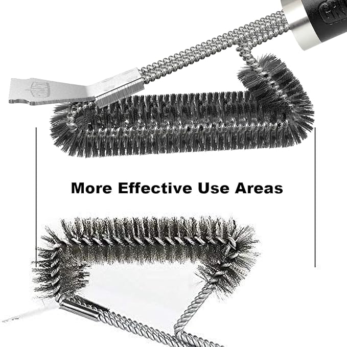 GRILLART Grill Brush and Scraper BBQ Brush for Grill, Safe 18" Stainless Steel Woven Wire 3 in 1 Bristles Grill Cleaning Brush, BR-4516 (Pack of 2)