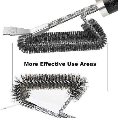 GRILLART Grill Brush and Scraper BBQ Brush for Grill, Safe 18" Stainless Steel Woven Wire 3 in 1 Bristles Grill Cleaning Brush, BR-4516 (Pack of 2)