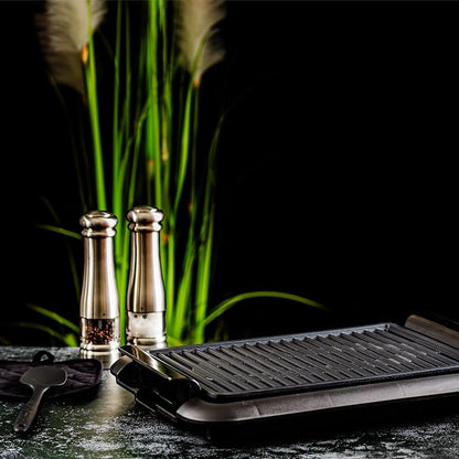 OVENTE Electric Indoor Grill, 15x10 Inch Non-Stick Plate, Black GD1510NLB | 1200W Fast Heat Up Power, Adjustable Temperature, Removable and Dishwasher Safe Grilling and Drip Tray