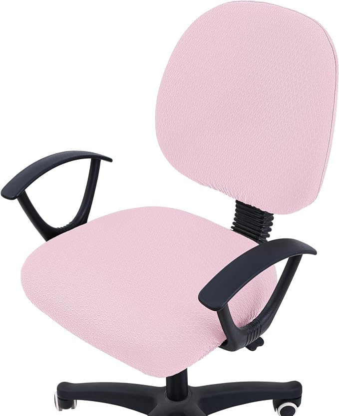 Smiry Office Computer Chair Covers for Desk Rotating Chair Protector | Stretch Jacquard Removable Washable Universal Slipcovers, Seat + Backrest Cover, Pink