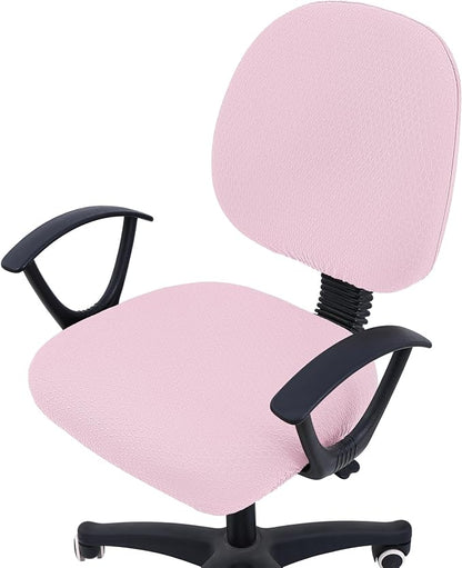 Smiry Office Computer Chair Covers for Desk Rotating Chair Protector | Stretch Jacquard Removable Washable Universal Slipcovers, Seat + Backrest Cover, Pink