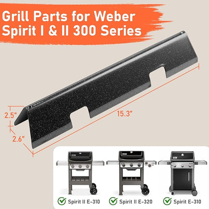 Uniflasy Replacement Flavorizer Bars for Weber Spirit II 300 Weber Spirit 2 Parts Spirit 300 E310 E-310 E-320 S-310 S-320 Front-Control 67046 69787 68843,15.3" Porcelain-Enameled Heat Plates 5 Pack