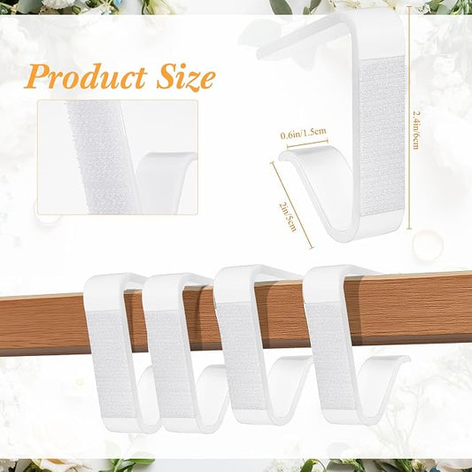 Yerliker 60 Pcs White Table Skirting Clips with Hook and Loop Plastic Tablecloth Clips for Meeting Party Indoor Outdoor Events