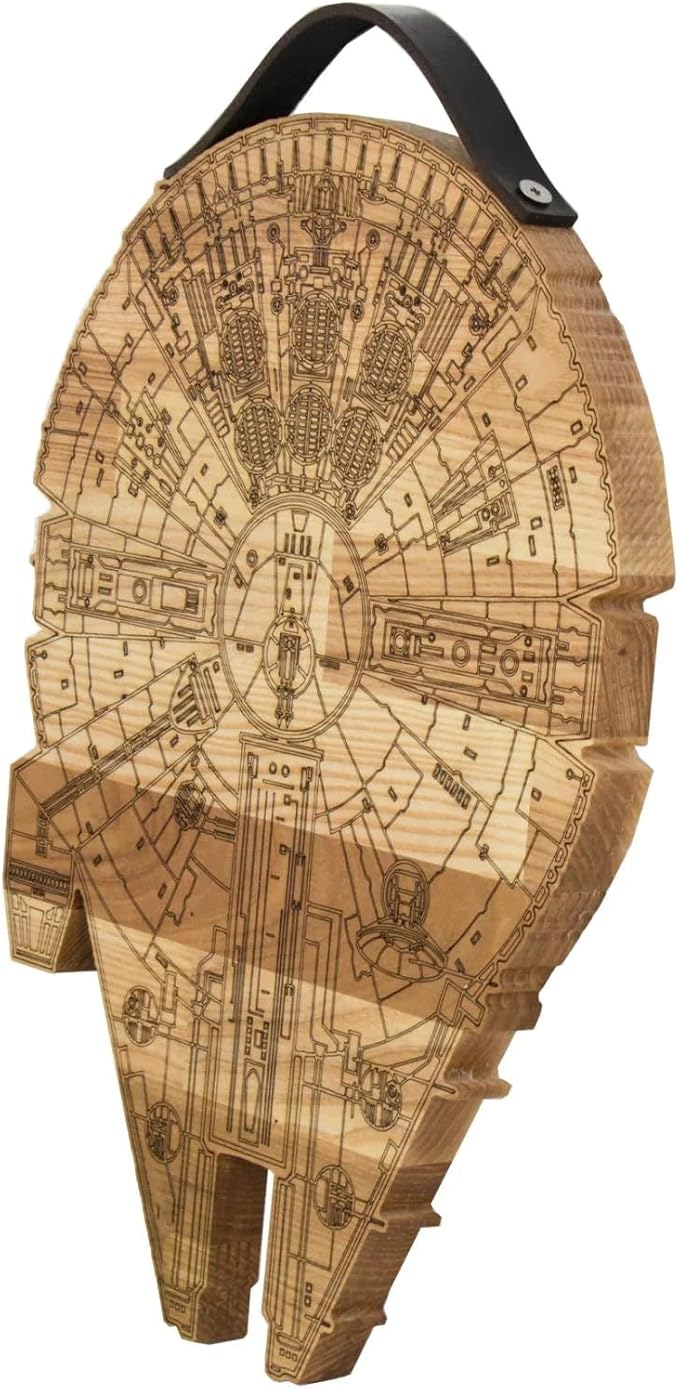 Millenium Falcon Inspired Wooden Cutting Board, Wood Cutting Boards for Kitchen, Non Toxic Hardwood Cutting Board, Wooden Chopping Board, Charcuterie Cheese Serving Board, Sci Fi Gift