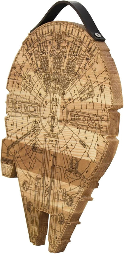 Millenium Falcon Inspired Wooden Cutting Board, Wood Cutting Boards for Kitchen, Non Toxic Hardwood Cutting Board, Wooden Chopping Board, Charcuterie Cheese Serving Board, Sci Fi Gift