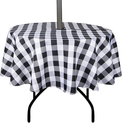 EHouseHome Outdoor and Indoor 60inch Round Tablecloth with Umbrella Hole and Zipper, Waterproof Zippered Patio Cloths, Spring/Summer Table Covers for Backyard Circular Table/BBQs/Picnic