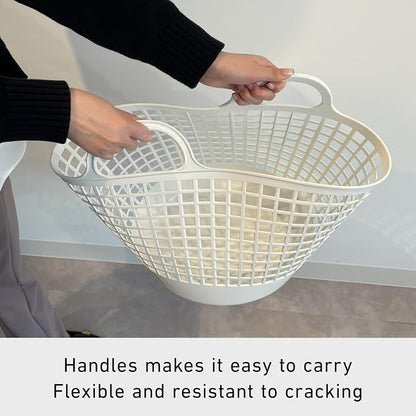 like-it SCB -1 Laundry Storage, Round Basket with Handle, Laundry Basket, Approx. Width 16.1 inches (41 cm), Depth 14.6 inches (37 cm), Height 14.8 inches (37.5 cm), White, Made in Japan