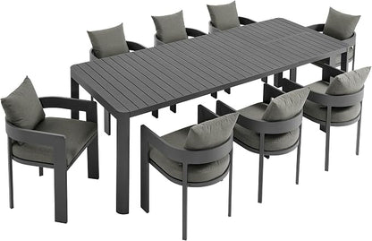 Modway Tahoe Aluminum 9-Piece Patio Dining Set in Gray Charcoal