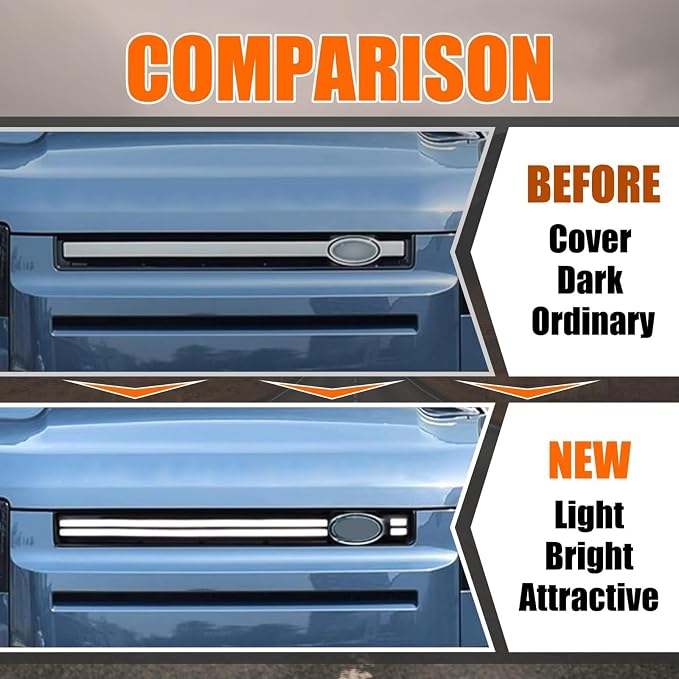 LED Grille Lights Fit for Land Rover Defender 90 110 130 2020 2021 2022 2023 2024 2025 Accessories Front Grille Trim Strips Light with Start Up Animation DRL Lighting Replacement