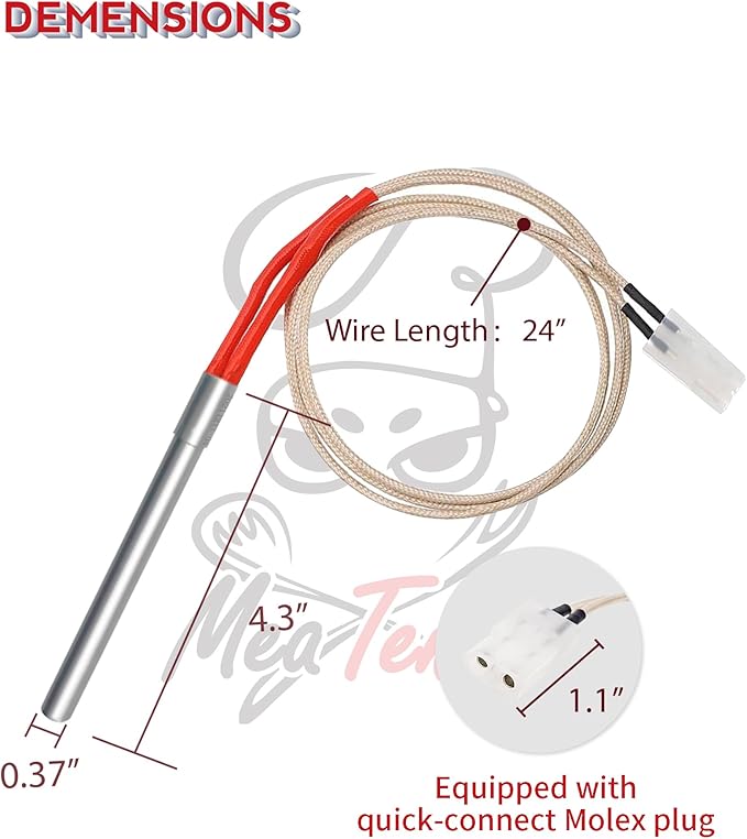 2-Pack Hot Rod Igniter Replacement for Traeger, Pit Boss, Camp Chef & Z Grills, Oklahoma Joe's – Heavy Duty AC Grill Heating Element Replaces 70112 BAC199 KIT0088 PG24-21 16801-20B
