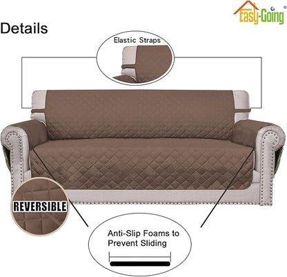 Easy-Going Reversible Couch Cover, Oversized Chair, Brown/Brown | Machine Washable Slipcover For Dogs, Water Resistant Furniture Mat For Living Room, Non-Slip Sofa Cover, Pet Friendly