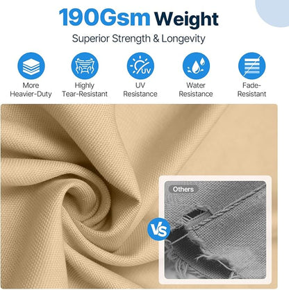 Suteck 15x9ft Patio Umbrella with Base Included, Beige | Double-Sided, Crank Handle, UV & Fade Resistant Canopy, Poolside, Backyard, Deck, Market