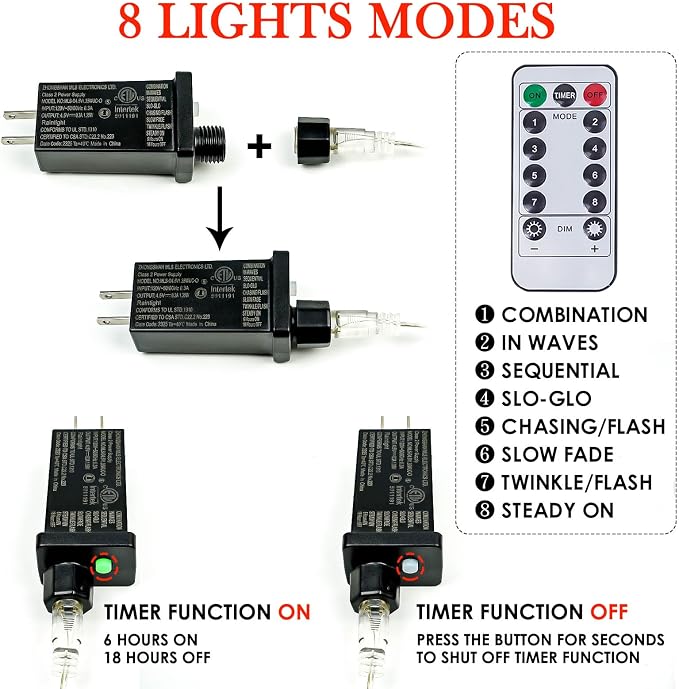 66FT 200 LED Fairy Lights with Remote, Plug in Twinkle Light Outdoor Indoor | 8 Modes, Timer, Dimmable, Memory Function, Waterproof Multicolor String Lights for Bedroom Garden Party Christmas Decor