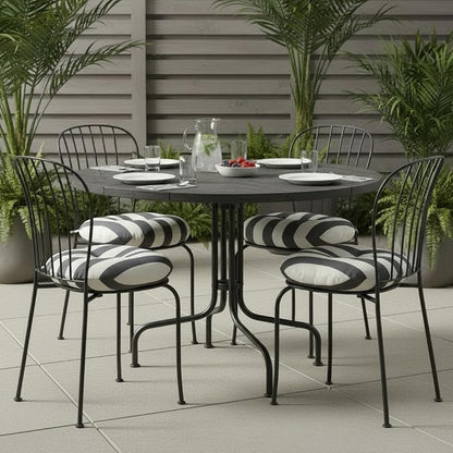 15 x 15 Round Bistro Chair Cushion, Reversible Patio Seat Cushion with Attached Ties, Polyester Fabric, Recycled Polyfiber Fill, Set of 2 - Canopy Gray