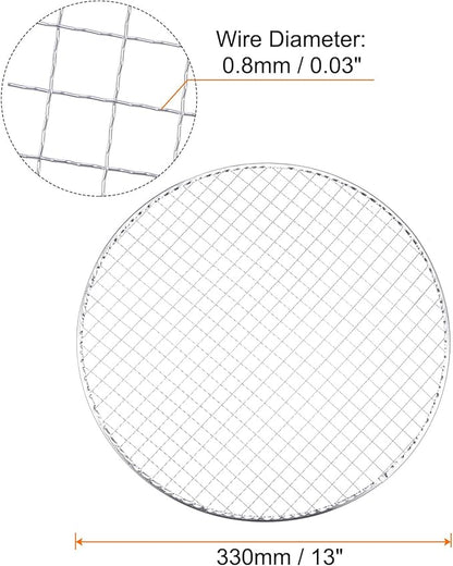 HARFINGTON 5pcs Round BBQ Grill Net 13" Dia Galvanized Iron Barbecue Mesh Mat for Baking Smoking Charcoal Grilling Roasting