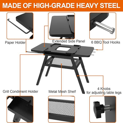 Adjustable Grill Stand for Ninja Outdoor Woodfire Series OG700 OG800 OG900 Series OO101 Woodfire Pizza Oven, Grill Cart for Ninja MO201 Artisan Pizza Oven, Replace for Ninja XSKUNSTAND Outdoor Stand