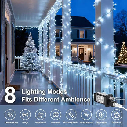 Cool White Christmas Fairy String Lights, 165FT 500L Indoor Outdoor | 8 Modes with Memory, IP65 Waterproof, Clear Wire, Tangle-Free Design for Classroom Bedroom Garden Wedding Party