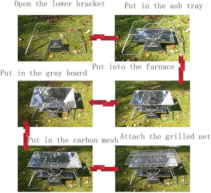 YYDS Charcoal Grill Stainless Steel Barbecue Rack Can Be Foldable and Adjustable Charcoal Rack Suitable for Outdoor Campers and Barbecue Lovers BBQ Grill (Color : A)