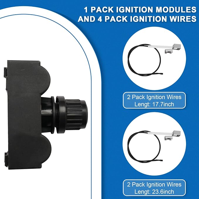 G511-0055-W1 5-Outlets Grill Igniters for Charbroil Electronic Ignition Module Replacement Kit w/Wires and 2 Push Buttons for Charbroil Surefire Ignition Systems