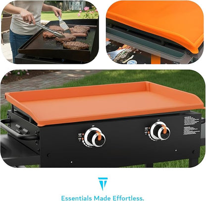 TUDIA 36" Silicone Griddle Mat for Blackstone 36 Inch Grill - Heavy Duty Rust-Resistant Food-Grade Surface & Full Edge Protection - Griddle Cover Compatible with Blackstone Omnivore (Orange, Update)