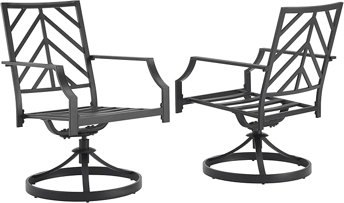 Crosley Furniture Otto 2-Piece Swivel Outdoor Chair Set, Dining Patio Chairs for Deck, Backyard, Matte Black with Gray Cushions