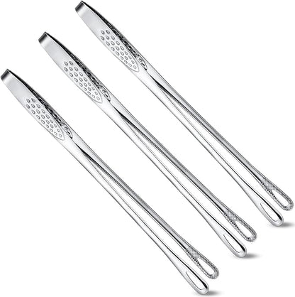 Geiserailie 3 Pcs 11 Inches Korean BBQ Tongs Stainless Steel Kitchen Tweezers Grill for Cooking Hot Pot Food Yakiniku Clamp Tool for Salad, Fish, Steak, Barbecue, Buffet, Meat
