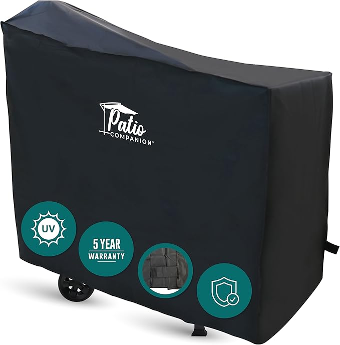 Patio Companion Professional, 52" Black Smoker Cover, 5-Year Warranty, Heavy-Grade, UV Blocking, Weather Resistant, Grill Cover for Traeger, Pit Boss.