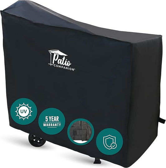 Patio Companion Professional, 52" Black Smoker Cover, 5-Year Warranty, Heavy-Grade, UV Blocking, Weather Resistant, Grill Cover for Traeger, Pit Boss.
